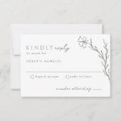 Sage Green Modern Stenciled Botanical RSVP Kaartje (Voorkant)
