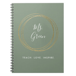 Sage Green Modern Teacher Inspirerend Quote Notitieboek