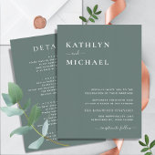 Sage Green Modern Typography All in One Wedding Kaart