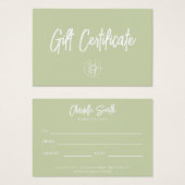 Sage Green Modern Voucher Cadeaubon Visitekaartje (Voorkant /achterkant)