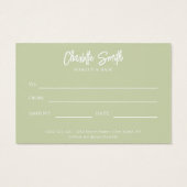 Sage Green Modern Voucher Cadeaubon Visitekaartje (Achterkant)