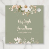 Sage Green Modern Waterverf Floral Wedding Bedankjes Labels (Achterkant)
