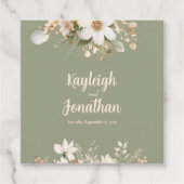Sage Green Modern Waterverf Floral Wedding Bedankjes Labels (Voorkant)