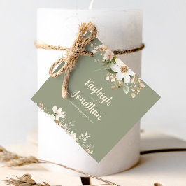 Sage Green Modern Waterverf Floral Wedding Bedankjes Labels