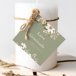 Sage Green Modern Waterverf Floral Wedding Bedankjes Labels