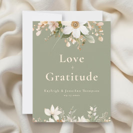 Sage Green Modern Waterverf Floral Wedding Bedankkaart