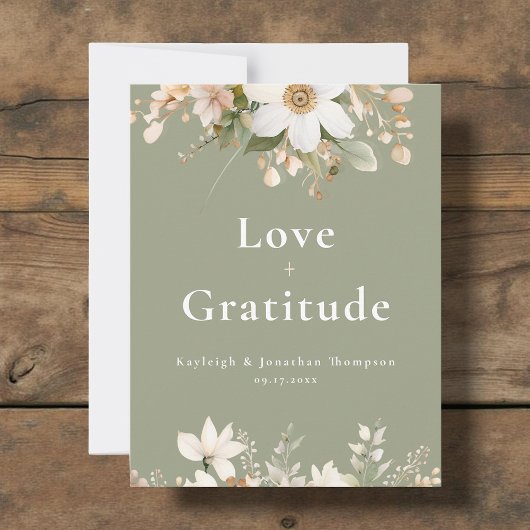 Sage Green Modern Waterverf Floral Wedding Bedankkaart