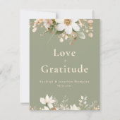 Sage Green Modern Waterverf Floral Wedding Bedankkaart (Voorkant)