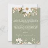 Sage Green Modern Waterverf Floral Wedding Bedankkaart (Achterkant)