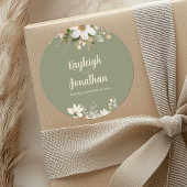 Sage Green Modern Waterverf Floral Wedding Ronde Sticker