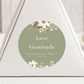 Sage Green Modern Waterverf Floral Wedding Ronde Sticker
