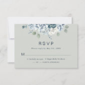 Sage Green Modern Waterverf Floral Wedding RSVP Kaartje (Voorkant)