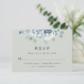 Sage Green Modern Waterverf Floral Wedding RSVP Kaartje (Staand voorkant)