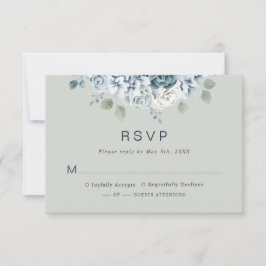 Sage Green Modern Waterverf Floral Wedding RSVP Kaartje