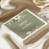 Sage Green Modern Waterverf Floral Wedding Servet