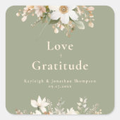Sage Green Modern Waterverf Floral Wedding Vierkante Sticker (Voorkant)