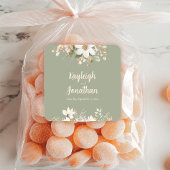 Sage Green Modern Waterverf Floral Wedding Vierkante Sticker