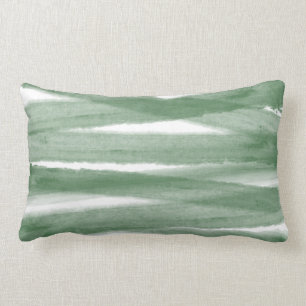 Sage Green Modern Waterverf Striped Kussen
