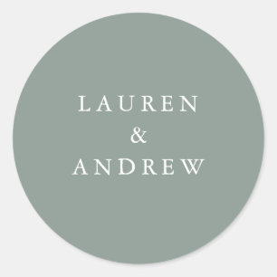 Sage Green Modern Wedding Envelope Seals Ronde Sticker