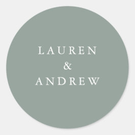 Sage Green Modern Wedding Envelope Seals Ronde Sticker