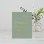 Sage Green Modern Wedding Foil Enclosure Card Folie Uitnodiging Briefkaart (Staand Voorkant)