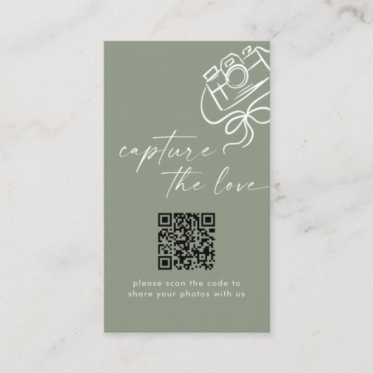 Sage Green Modern Wedding Leg de liefde QR-code va Informatiekaartje (Voorkant)