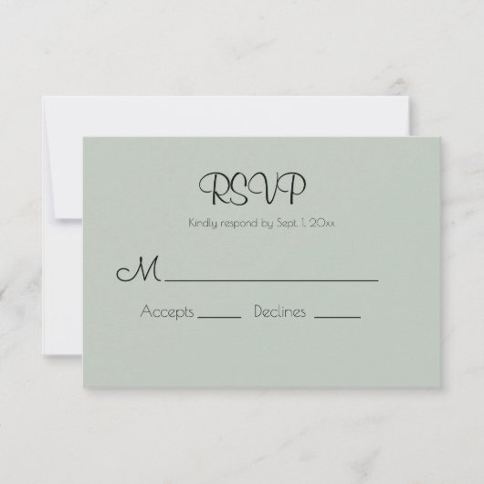 Sage Green Modern Wedding RSVP Kaart (Voorkant)