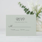 Sage Green Modern Wedding RSVP Kaart (Staand voorkant)