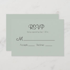 Sage Green Modern Wedding RSVP Kaart