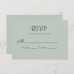 Sage Green Modern Wedding RSVP Kaart