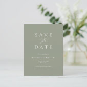 Sage Green Modern Wedding Save the Date Briefkaart (Staand voorkant)