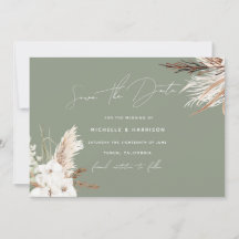Sage Green Modern White Bohemian Floral Wedding