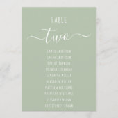 Sage Green Modern White Script Seating Chart Card (Voorkant)