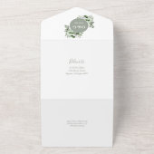 Sage Green Moderne Botanische Bloemen Huwelijk All In One Uitnodiging (Buitenkant)