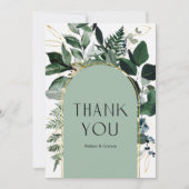 Sage Green Moderne elegante Greenery gebladerte br Bedankkaart (Voorkant)