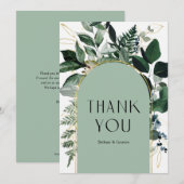 Sage Green Moderne elegante Greenery gebladerte br Bedankkaart (Voorkant / Achterkant)