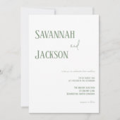 Sage Green Moderne Elegante Huwelijksuitnodiging Kaart (Voorkant)