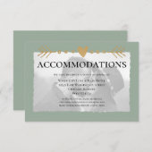Sage Green Moderne Foto Gold Hearts Accommodaties Informatiekaartje (Voorkant / Achterkant)