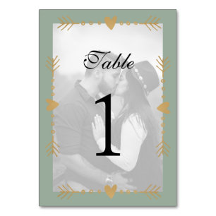 Sage Green Moderne Foto Gouden Harten Kaart