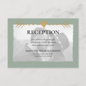 Sage Green Moderne Foto Gouden Harten Receptie Informatiekaartje (Voorkant)