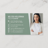 Sage Green Moderne Foto Logo Professioneel Visitekaartje (Voorkant)