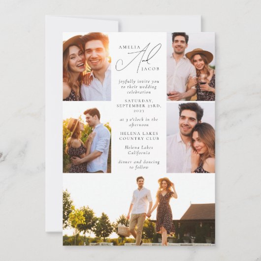 Sage Green Moderne Foto QR-code Alles in één bruil Kaart (Voorkant)