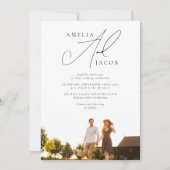 Sage Green Moderne Foto QR-code Alles in één bruil Kaart (Voorkant)