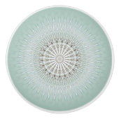 Sage Green Moderne Geometrische Mandala Keramische Knop (Voorkant)