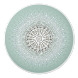 Sage Green Moderne Geometrische Mandala Keramische Knop