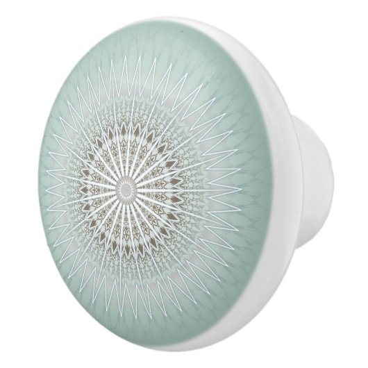 Sage Green Moderne Geometrische Mandala Keramische Knop (Rechts)