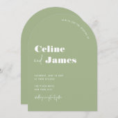 Sage Green Moderne Grote Namen Wedding Arch Kaart (Voorkant / Achterkant)