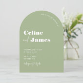 Sage Green Moderne Grote Namen Wedding Arch Kaart (Staand voorkant)
