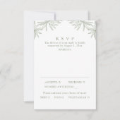 Sage Green Moderne Minimale Botanische Maaltijd RSVP Kaartje (Voorkant)