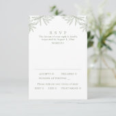 Sage Green Moderne Minimale Botanische Maaltijd RSVP Kaartje (Staand voorkant)